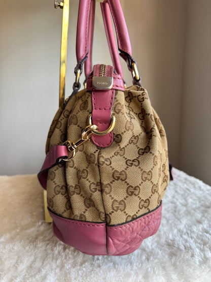 GUCCI Sukey Top handle with Strap GG Canvas Pink
