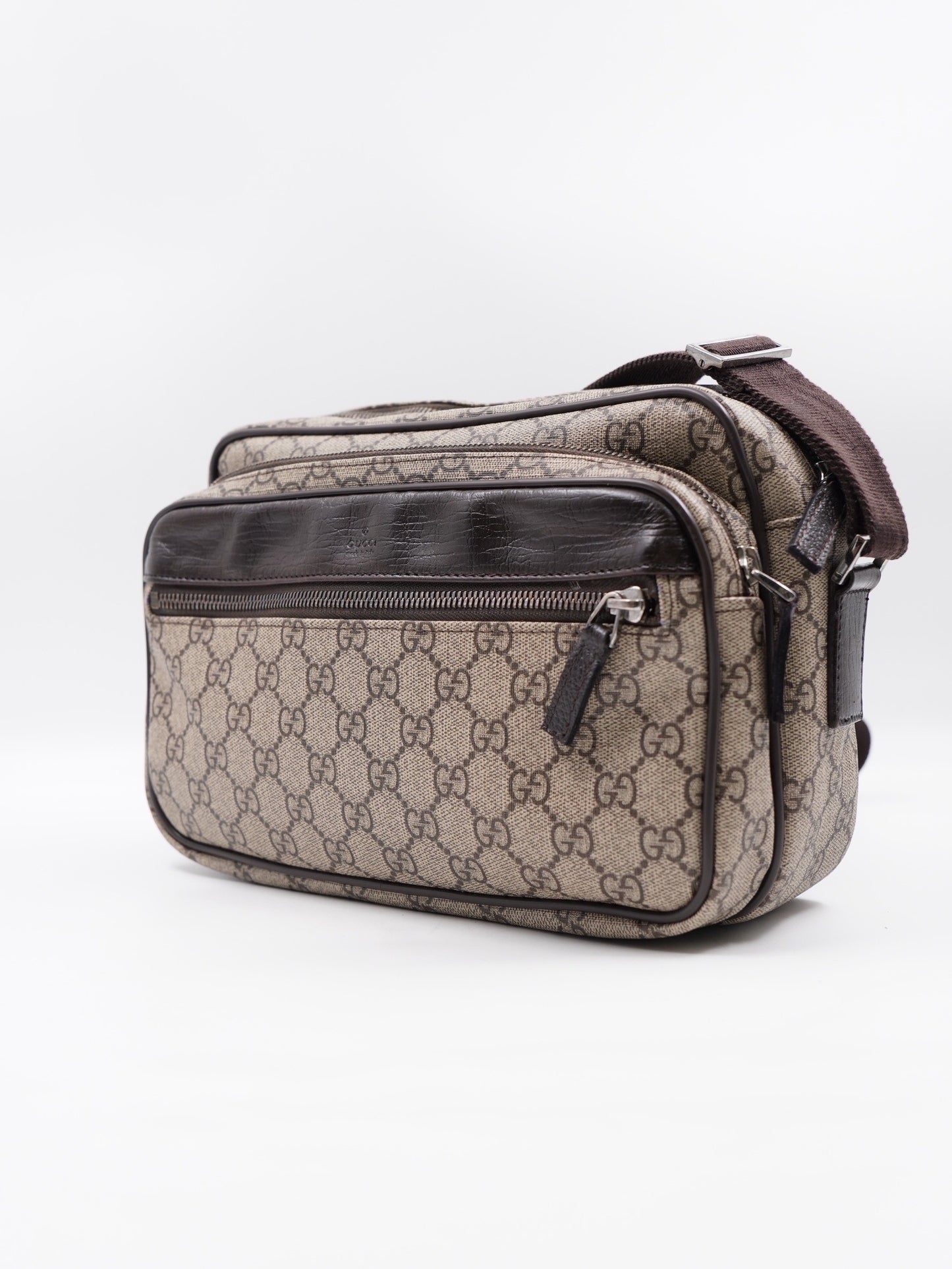 Gucci Camera GG Supreme Coated Canvas Crossbody Brown