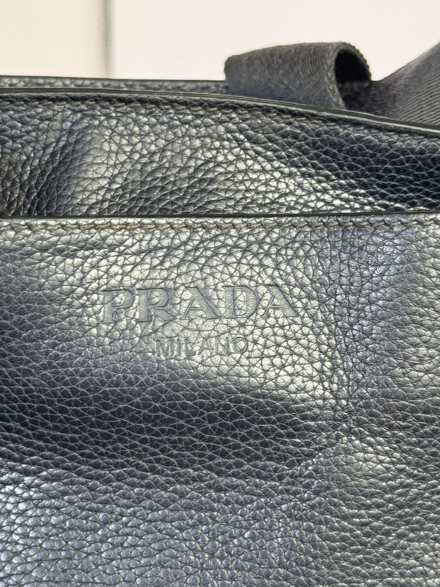 PRADA Pocket Leather Messenger Navy