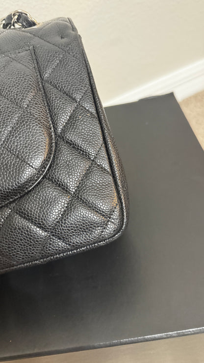 Chanel Classic Double Flap Jumbo Caviar Silver hardware Black