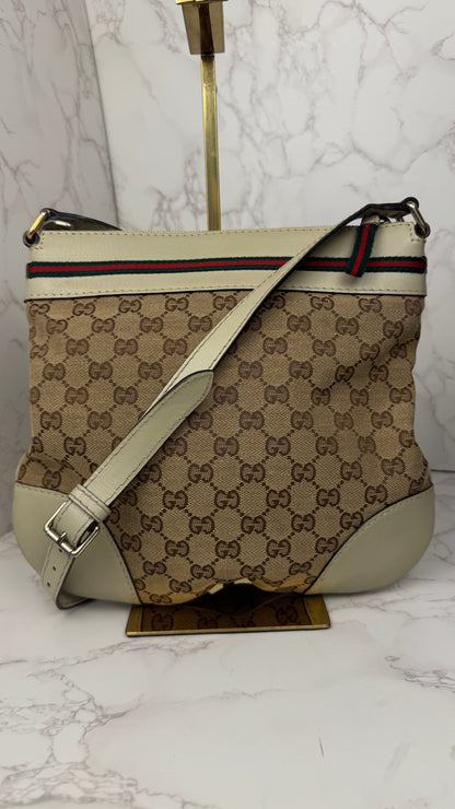 Gucci Mayfair GG Canvas Crossbody with Web Ribbon Signature