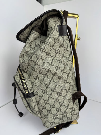 Gucci Buckle Backpack GG Coated Canvas Medium