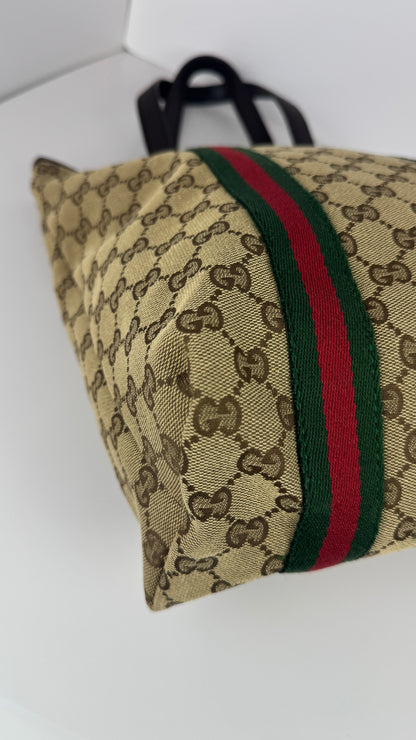 Gucci Web Tote GG Canvas  Brown