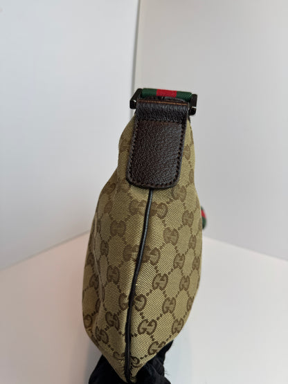 GUCCI Web Halfmoon GG Canvas Brown