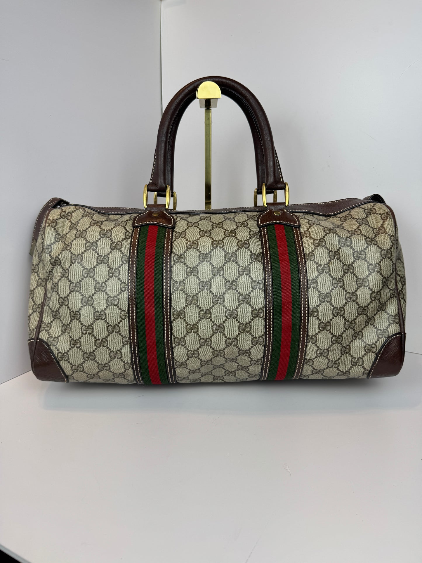 GUCCI Vintage Web Travel GG Coated Canvas Brown