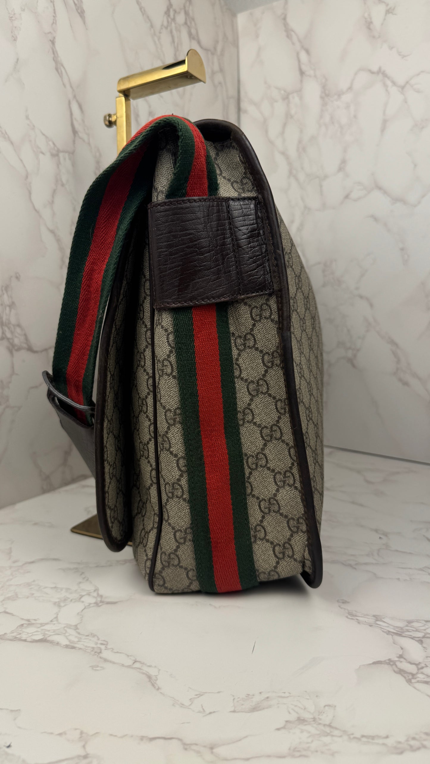 Gucci Messenger Web Strap Coated Canvas Bag
