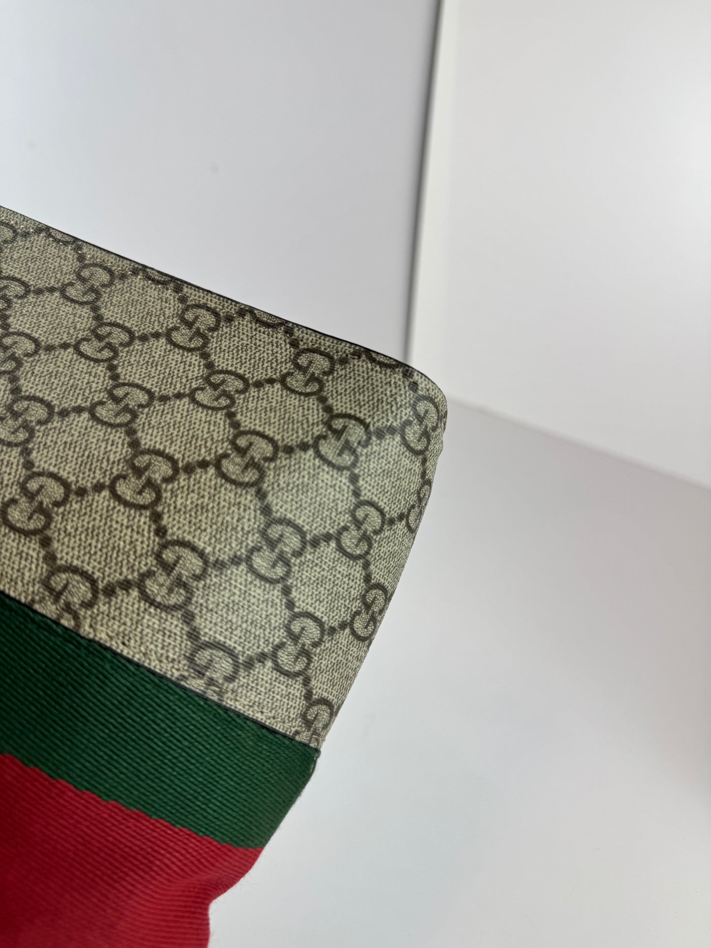 GUCCI Web Clutch GG Supreme Coated Canvas