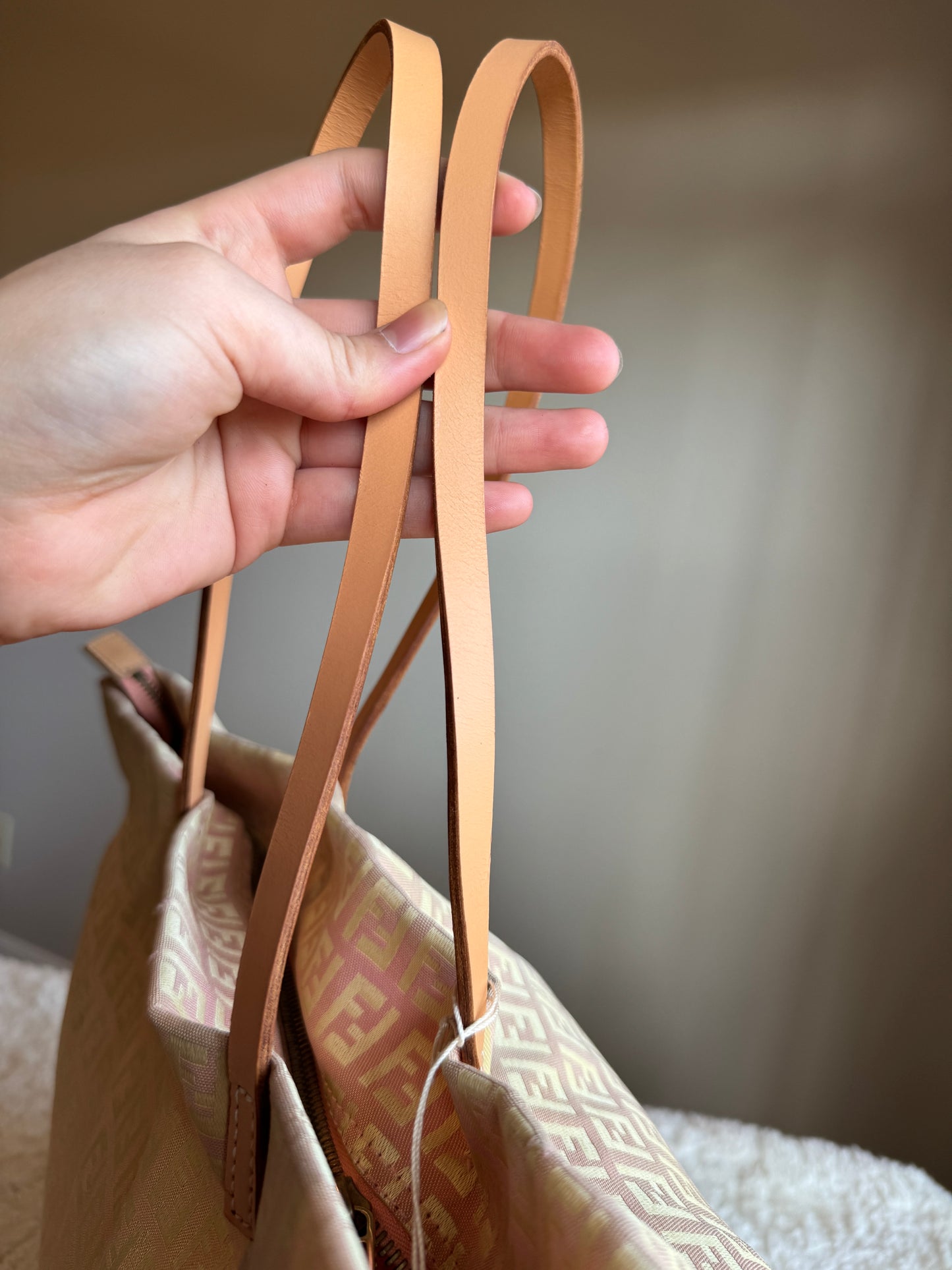 FENDI Zucca Tote FF Canvas Pink