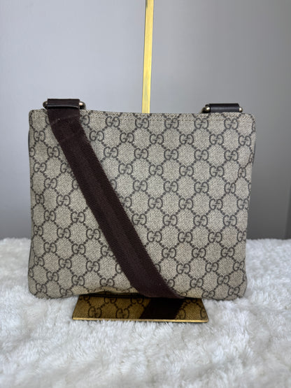 GUCCI Flat Mini Crossbody GG Supreme Coated canvas Brown