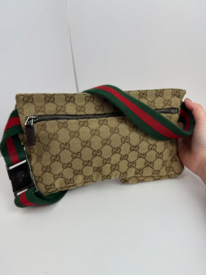 Gucci Web Stripe Belt Bag GG Canvas Brown