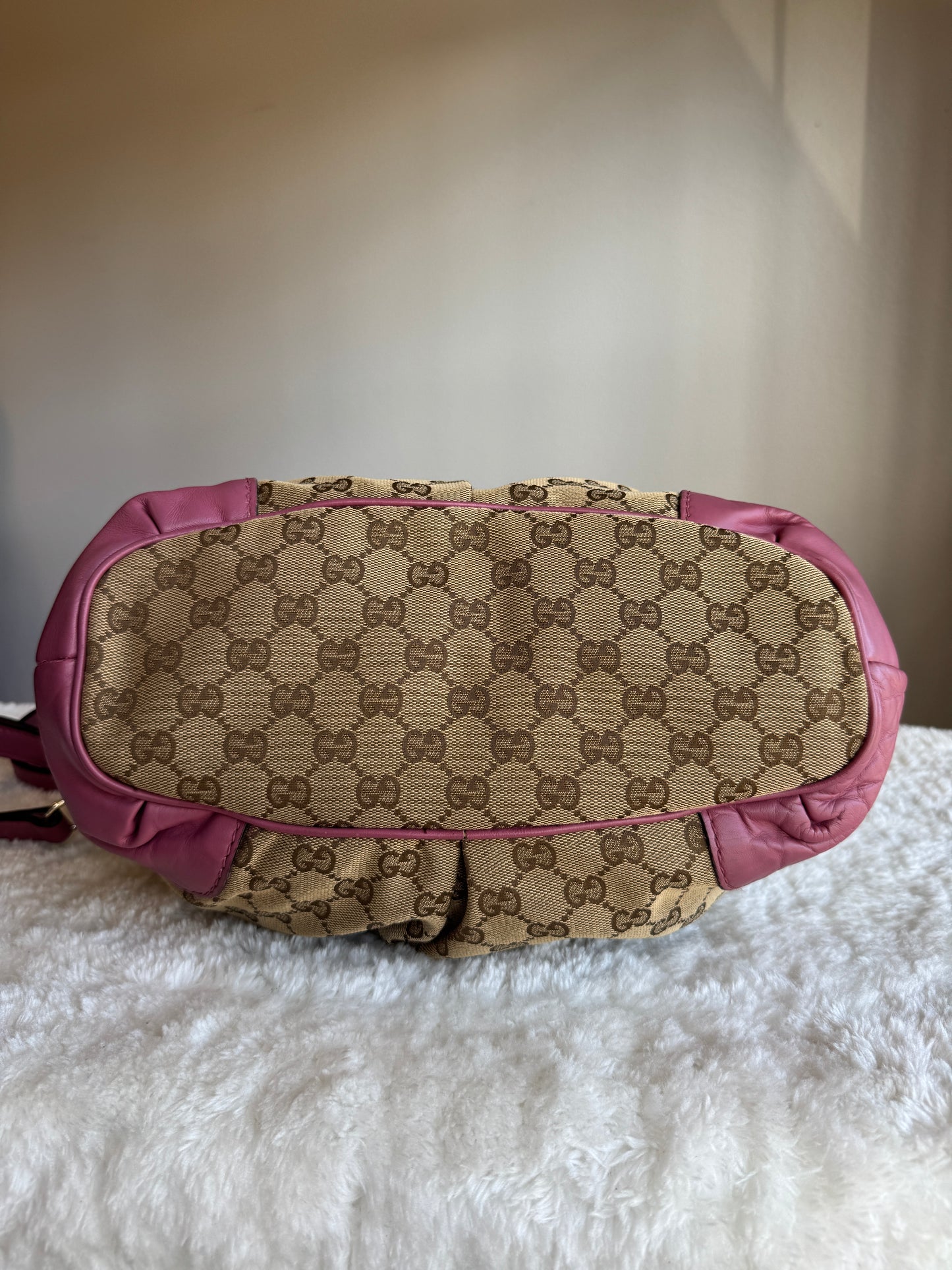 GUCCI Sukey Top handle with Strap GG Canvas Pink