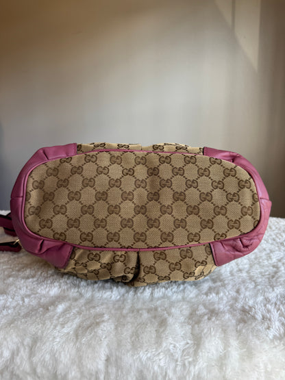 GUCCI Sukey Top handle with Strap GG Canvas Pink