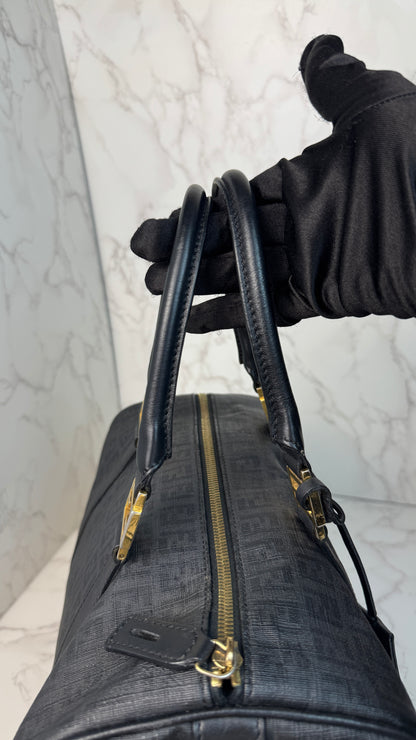 Fendi Zucca Canvas Leather Trim Boston