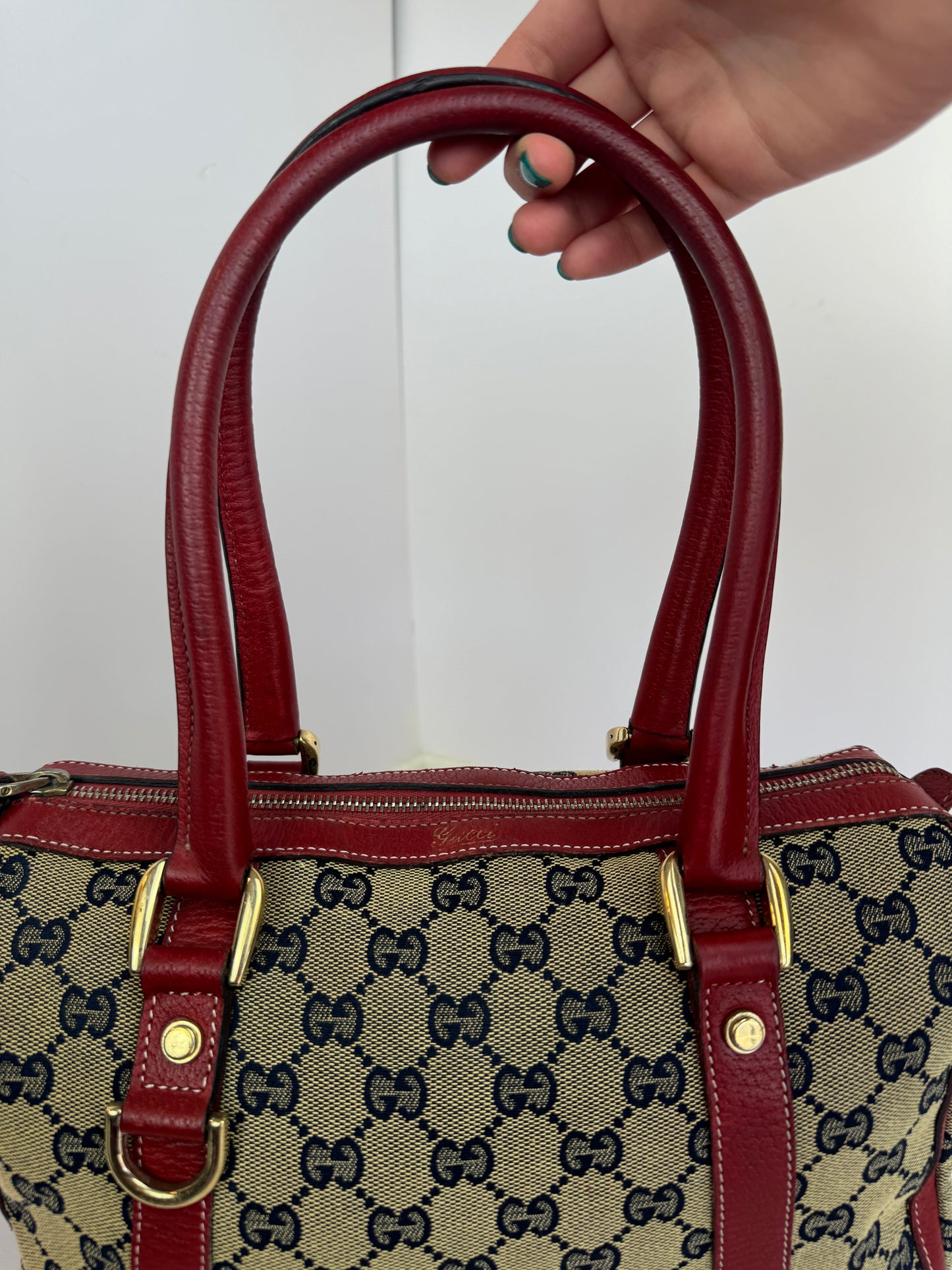 Gucci GG Canvas Boston Navy and red