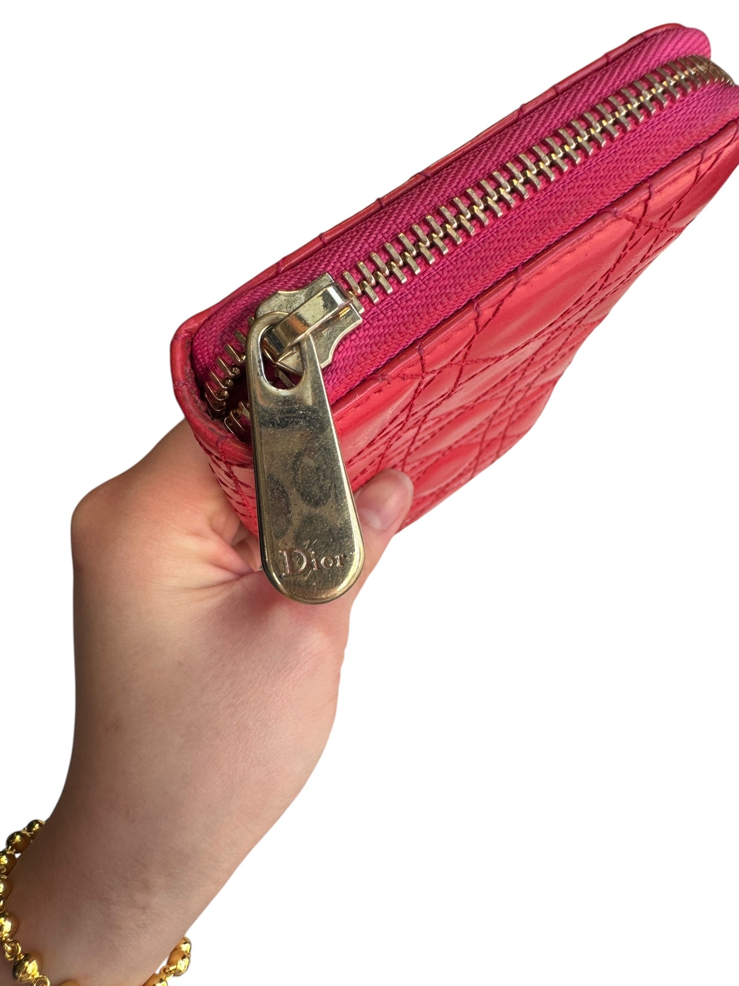 WA4👛Dior Long wallet zippy Red (COA Included) retail $1350
