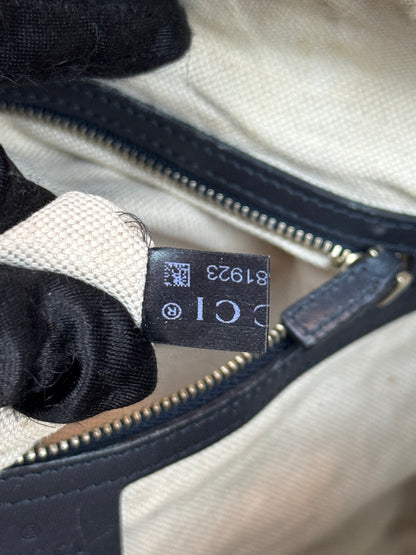 GUCCI Web Boston Navy Blue GG Canvas with strap