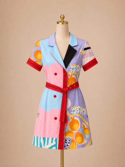 D14👗Pastel Pop Art Shirt Dress – Pre-Owned (All Sales Final) 💙🌼✨