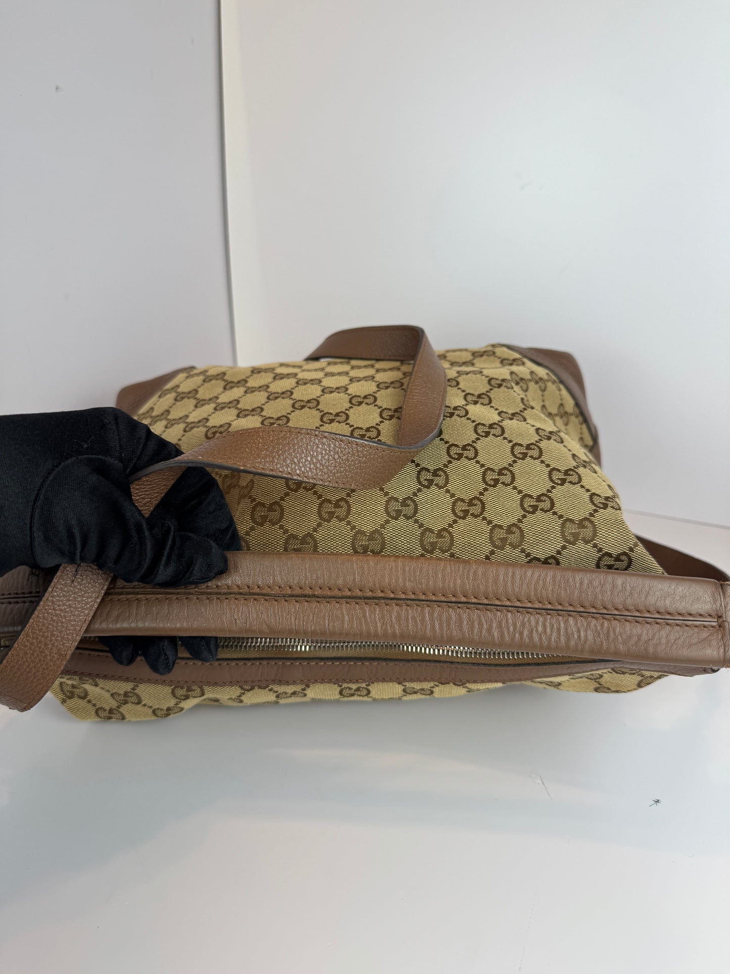 GUCCI Miss GG Hobo GG Canvas with Leather Brown