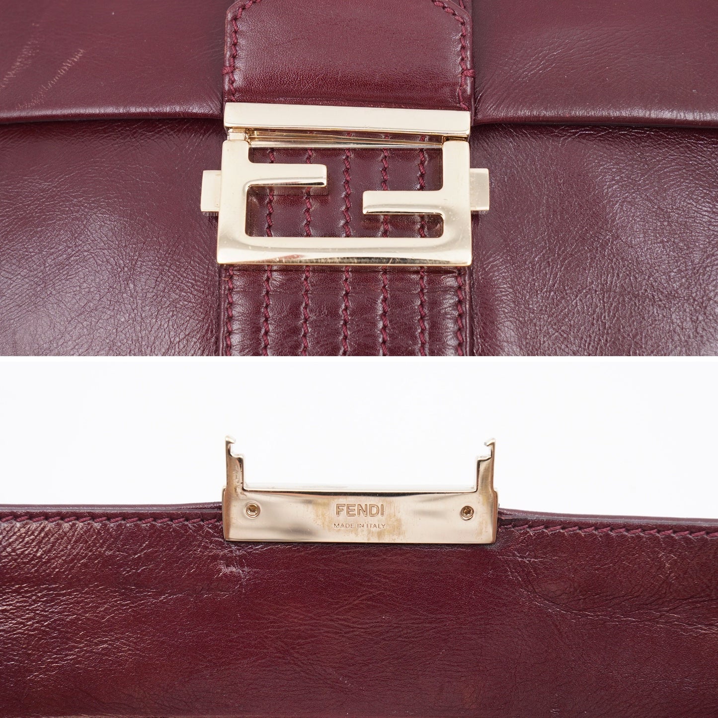 Fendi Purple Leather Maxi Baguette Flap