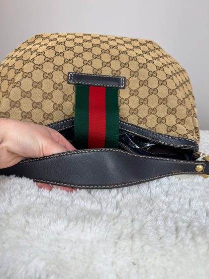GUCCI Web Hobo New ladies GG Canvas Dark Brown