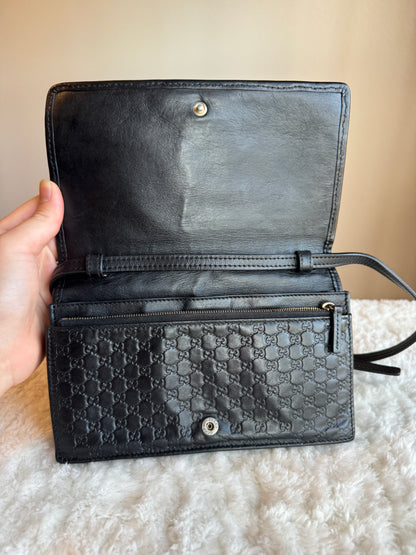 GUCCI micro Guccissima crossbody leather Black