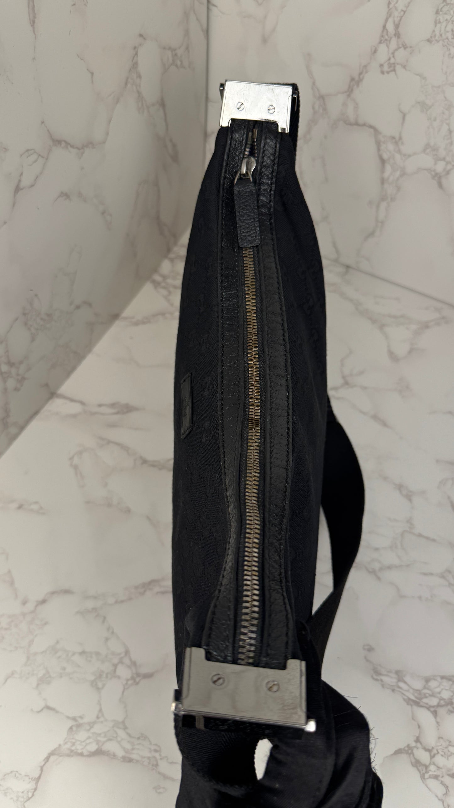 Gucci Half Moon Saddle Hobo and Crossbody GG Canvas  Black