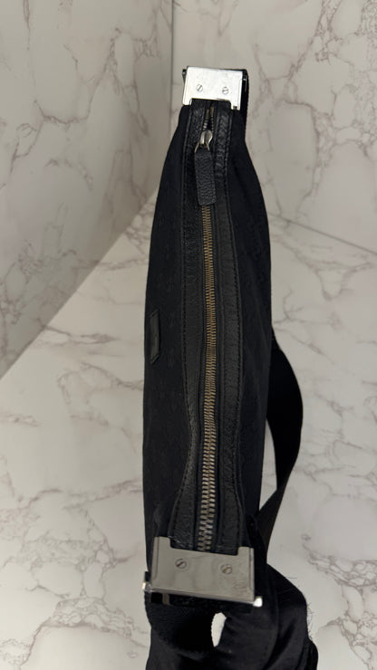 Gucci Half Moon Saddle Hobo and Crossbody GG Canvas  Black