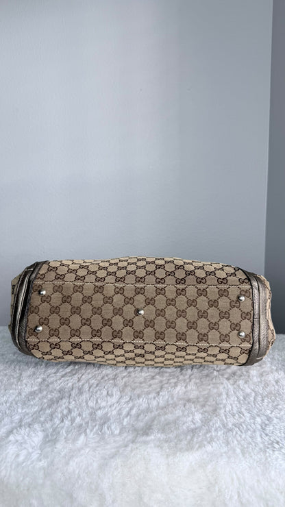 GUCGI Bella Tote GG Canvas Handbag with strap Gold