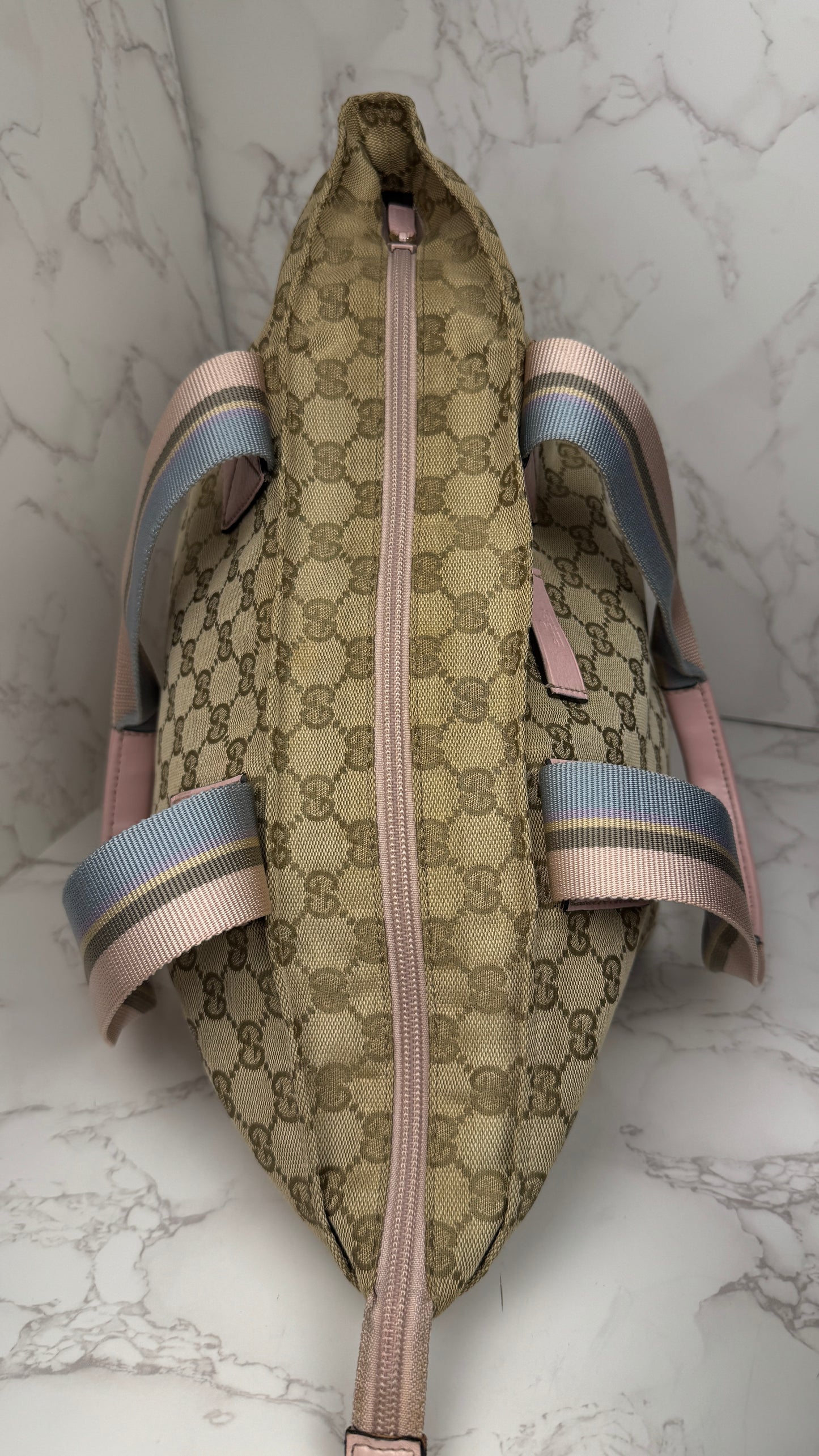 Gucci Web Tote Pink&Blue GG Canvas