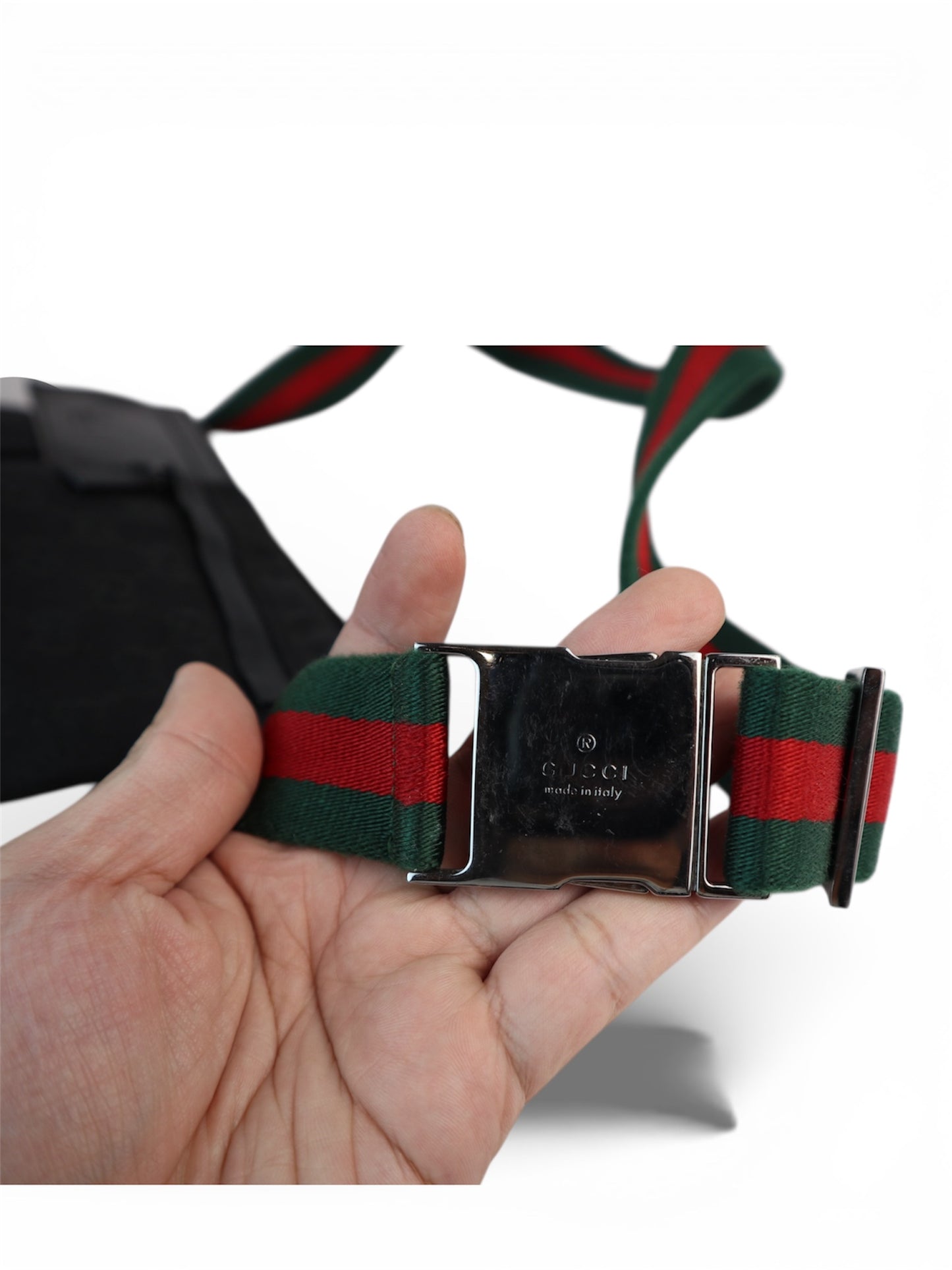 Gucci Double Belt Bag Web Strap Black