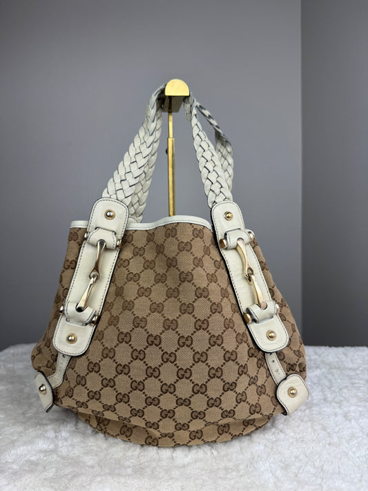 GUCCI Pelham Hobo Gg Canvas White
