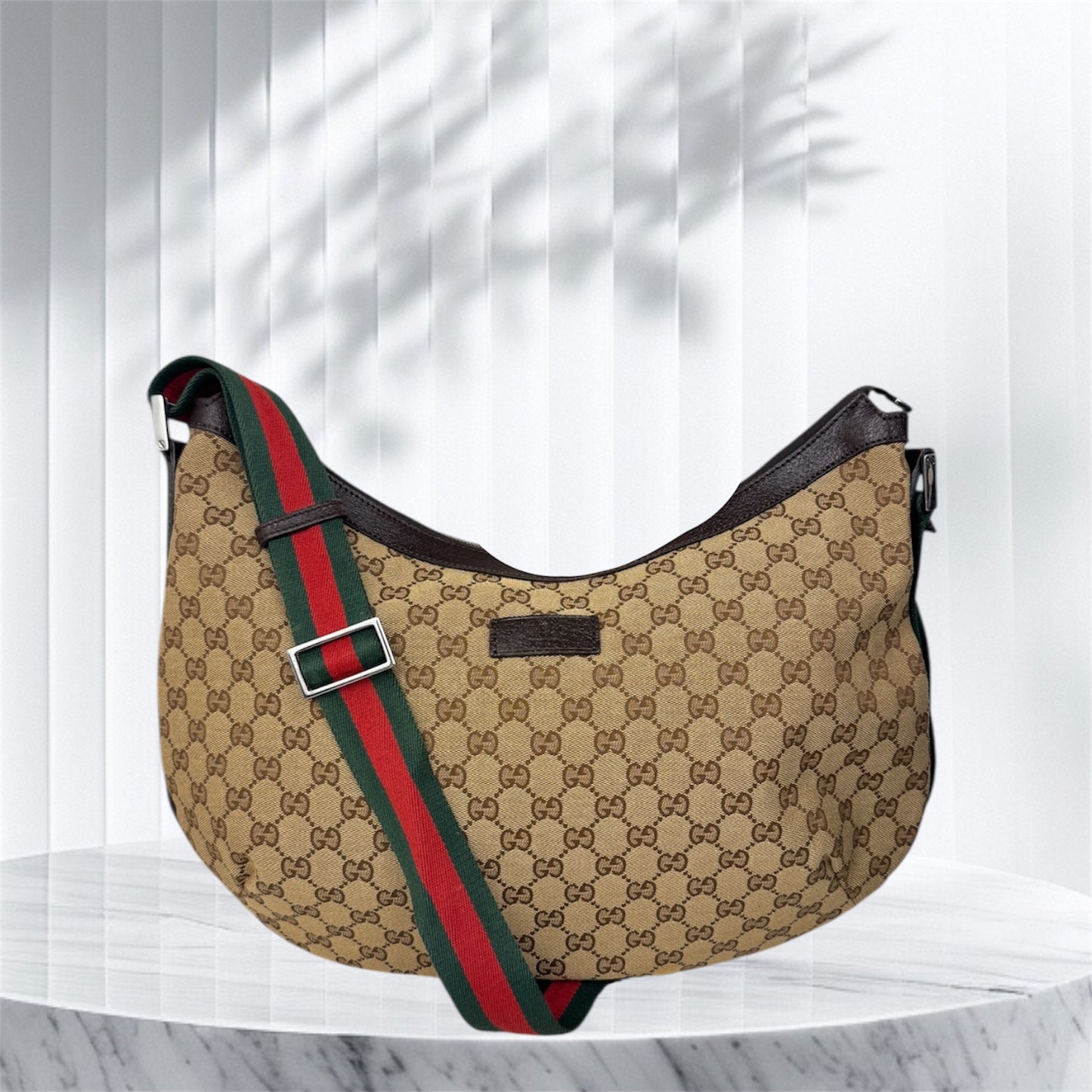 Gucci Half Moon Saddle Zip Crossbody GG Canvas Large
