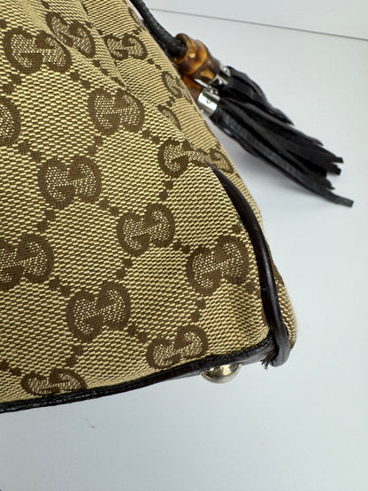 Gucci Drawstring Bamboo Hobo GG Canvas Monogram Brown