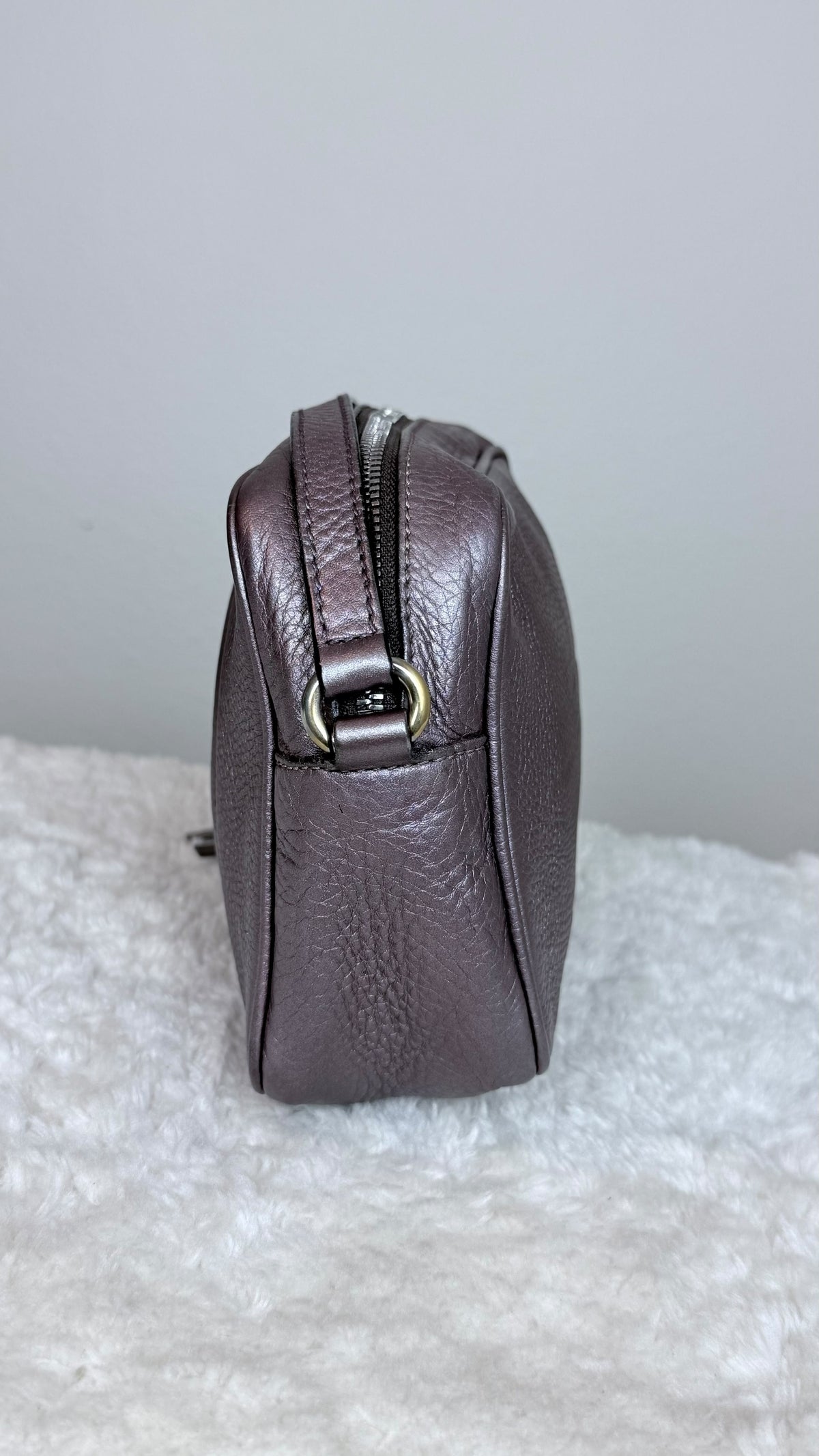 GUCCI Soho Disco Leather Purple Metallic Crossbody