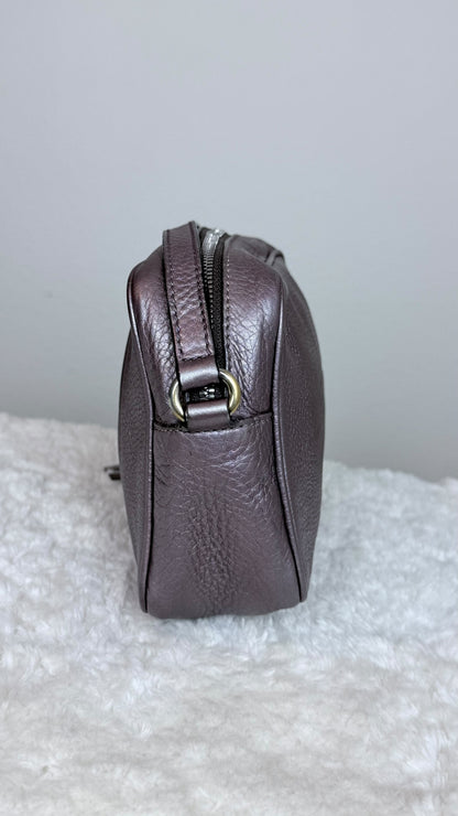 GUCCI Soho Disco Leather Purple Metallic Crossbody
