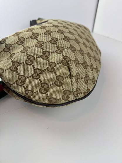 Gucci Web Halfmoon Crossbody GG Canvas