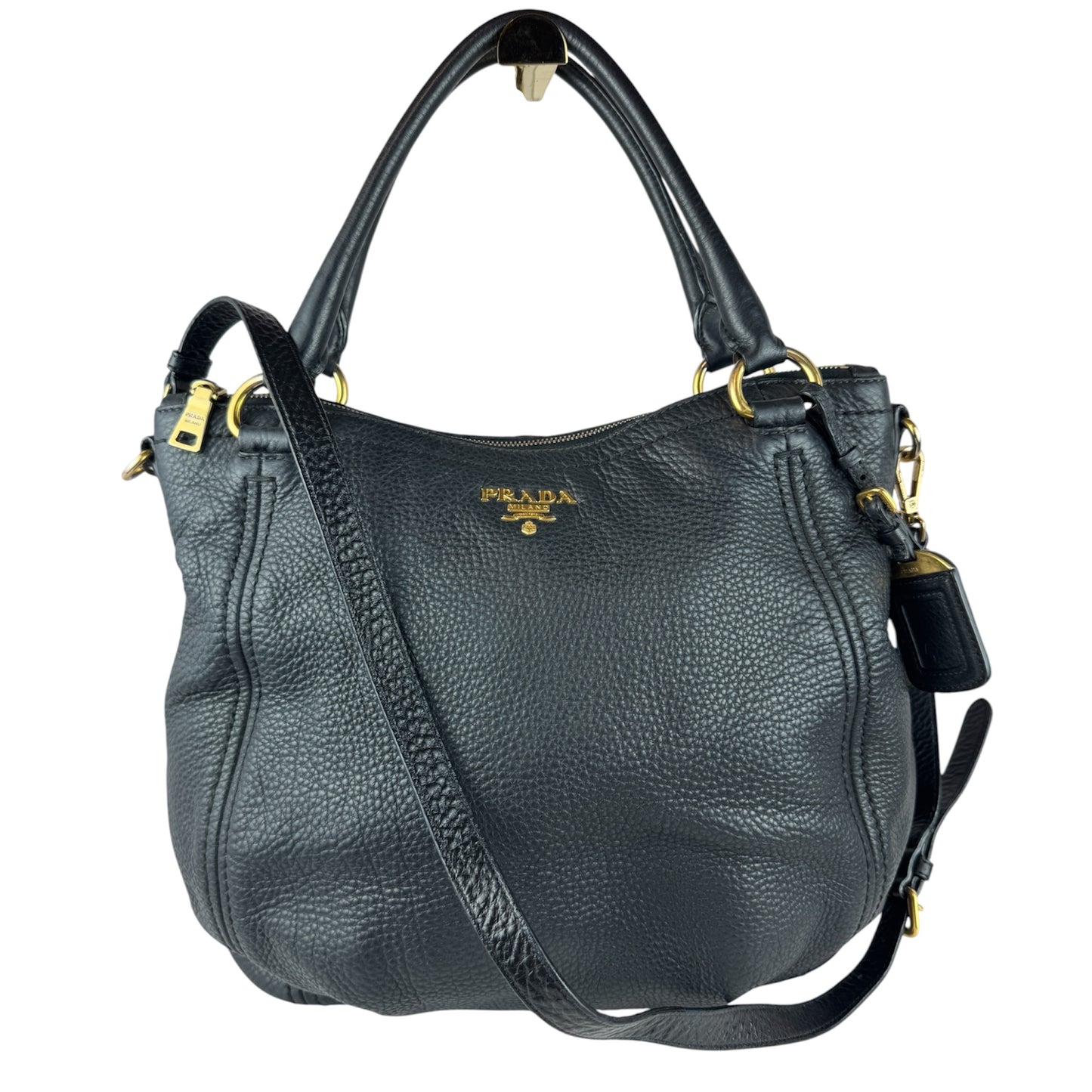 Prada Vitello Daino Zip Tote Nero Black