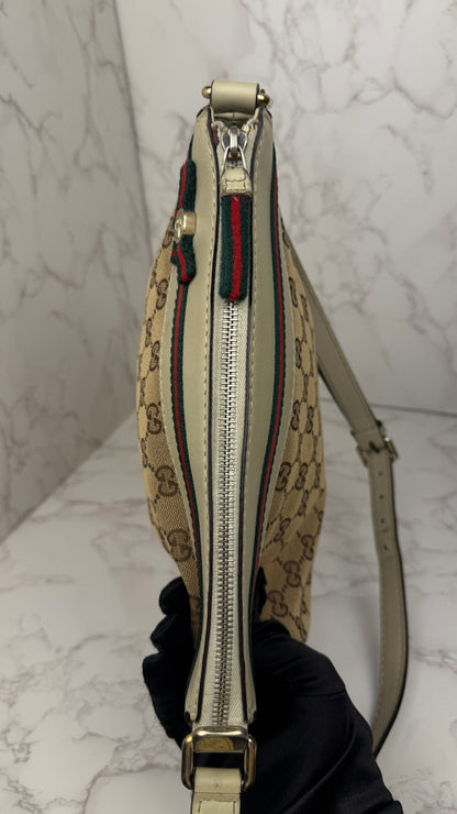 Gucci Mayfair GG Canvas Crossbody with Web Ribbon Signature