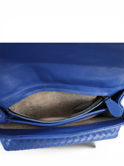 Bottega Veneta Nappa Intrecciato Large Olimpa Bag Blue