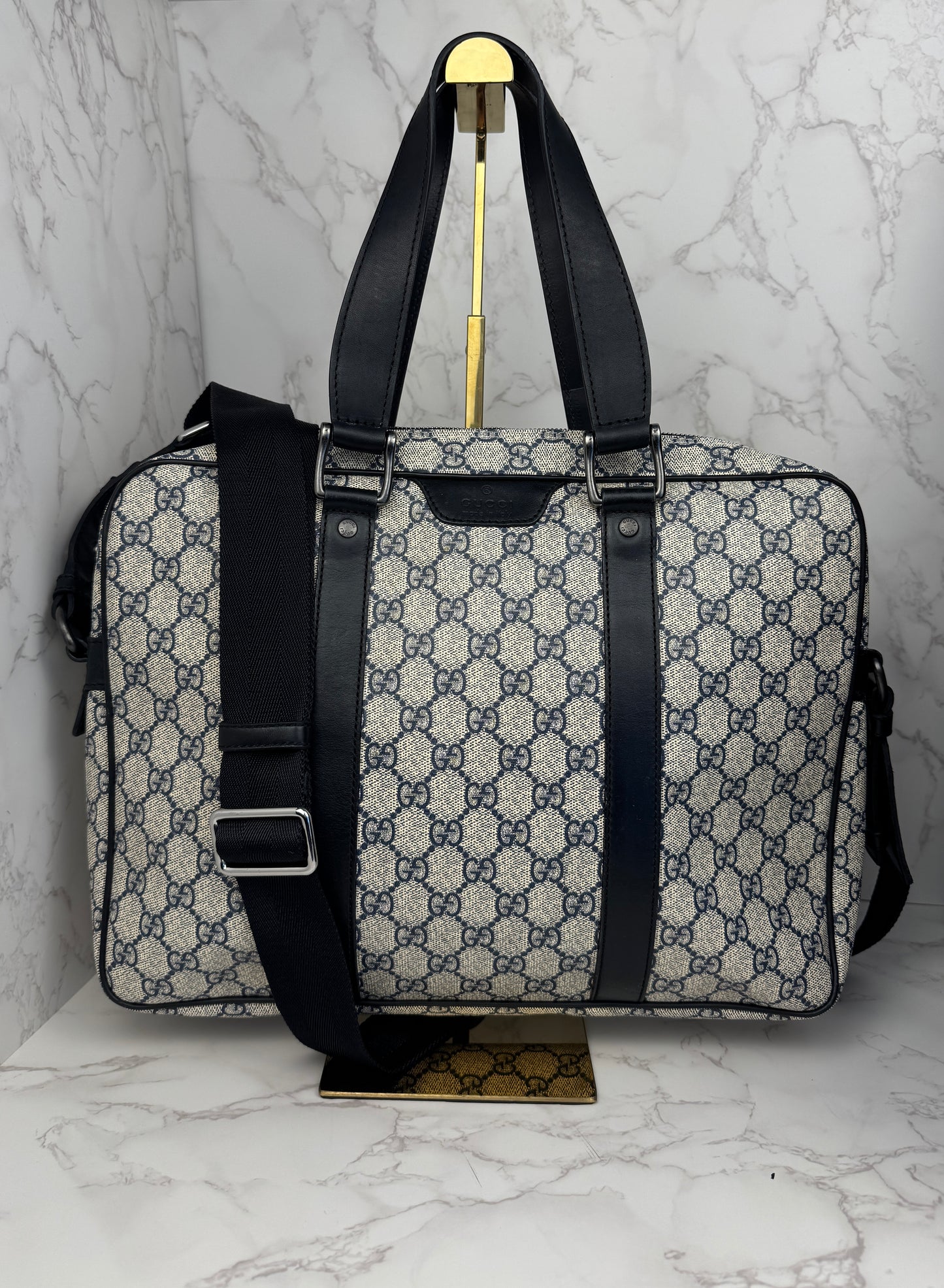 Gucci Briefcase Convertible Zip Around GG Coated Canvas Medium