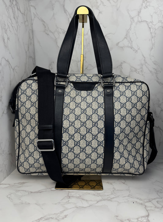 Gucci Briefcase Convertible Zip Around GG Coated Canvas Medium