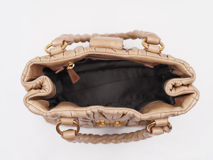 Miumiu Matelassé Leather Handbag Beige