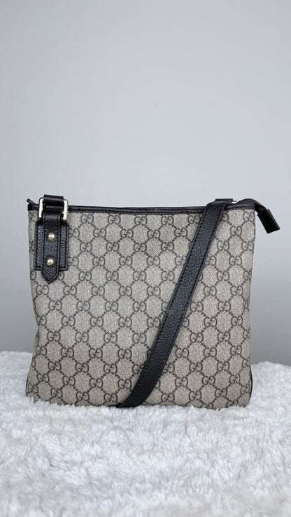 GUCCI Flat Messenger Coated Canvas Dark Brown