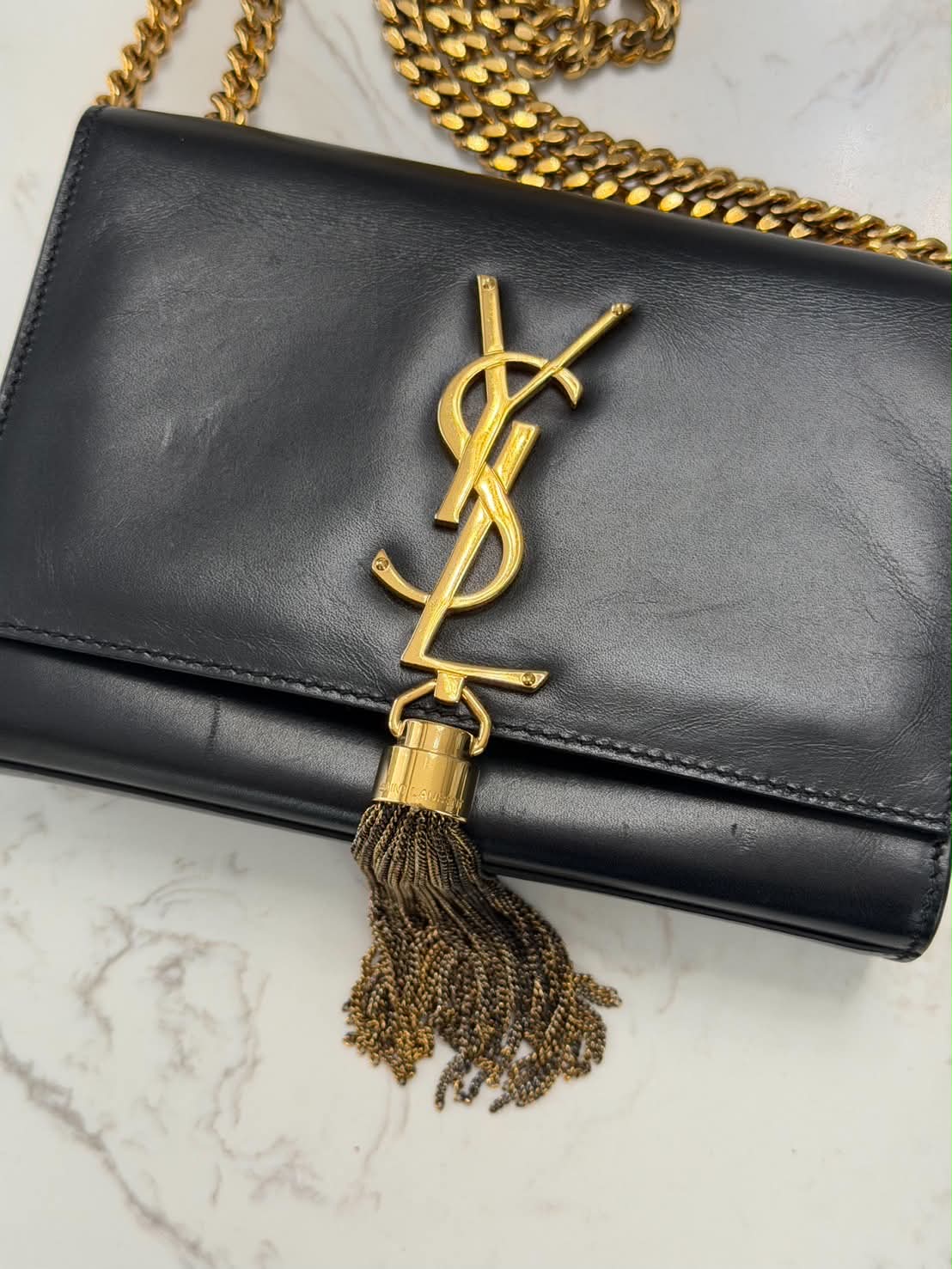 Saint Laurent Kate Small Tassel Leather Black