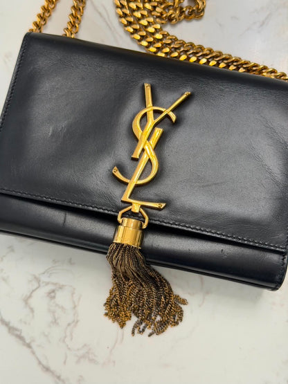 Saint Laurent Kate Small Tassel Leather Black