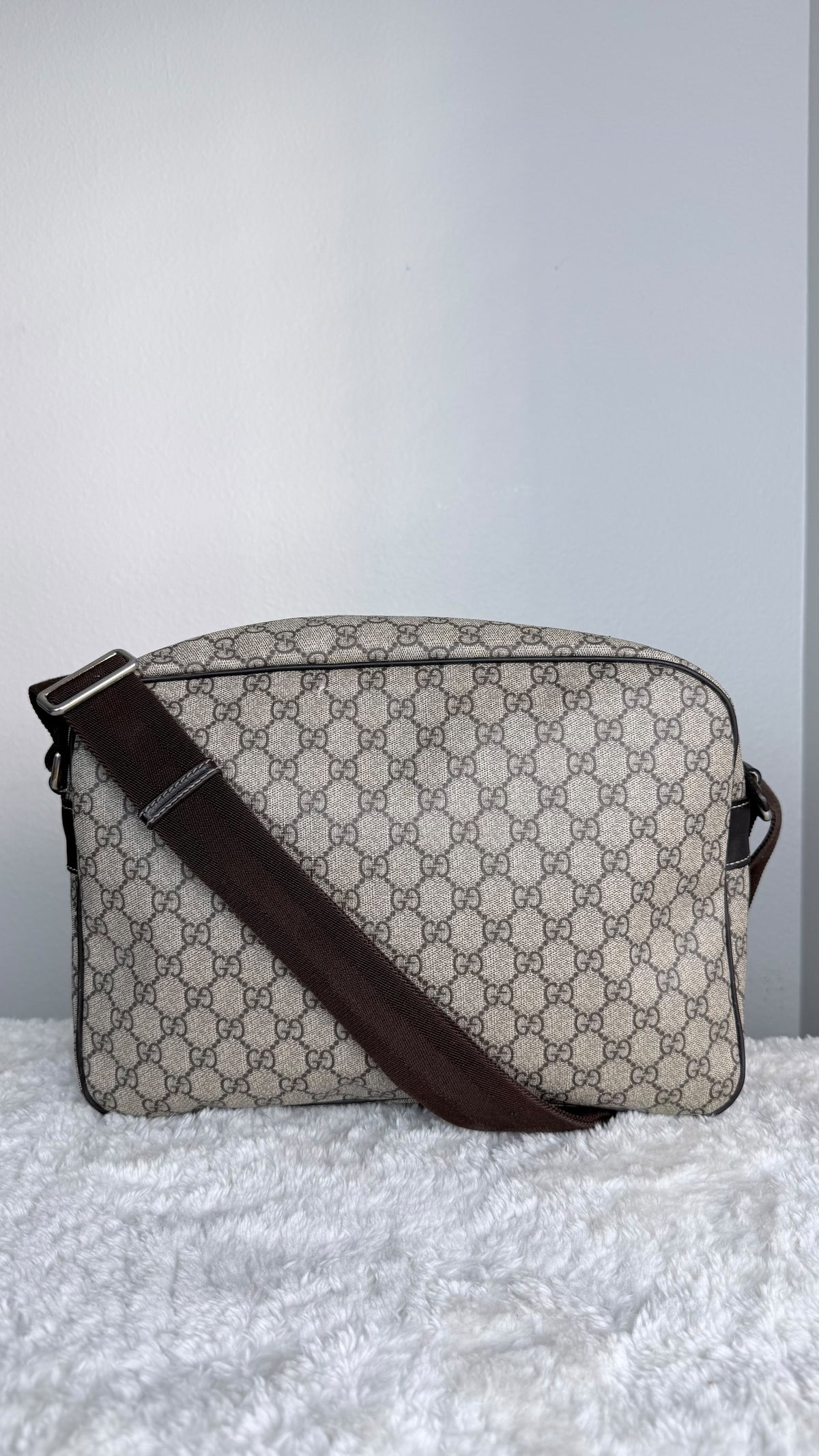 GUCCI Front Zip Camera GG Coated Canvas Large