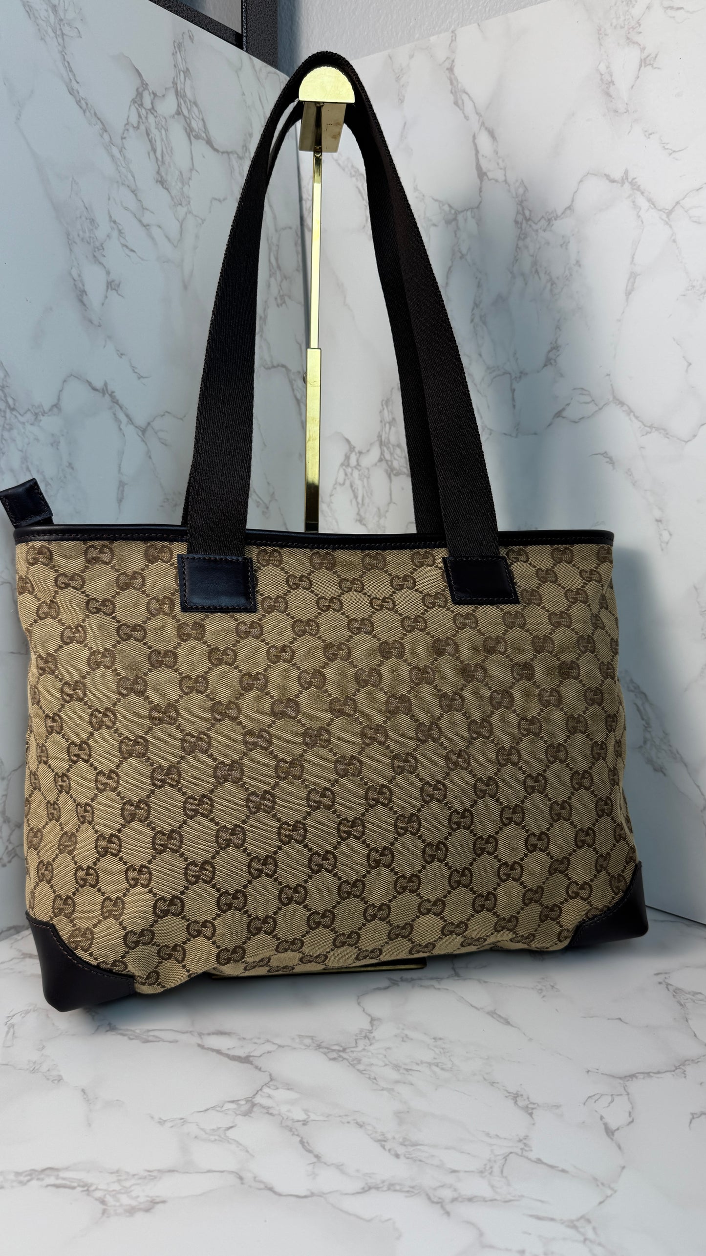 Gucci GG Canvas Tote Shoulder Bag Brown (Vintage)