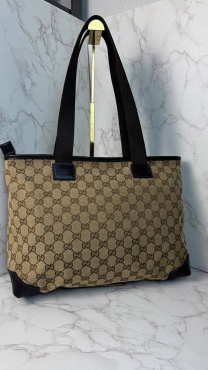 Gucci GG Canvas Tote Shoulder Bag Brown (Vintage)