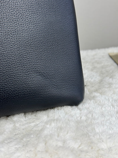 BURBERRY Derby Calfskin House Check Medium Banner Tote Black Sea Green