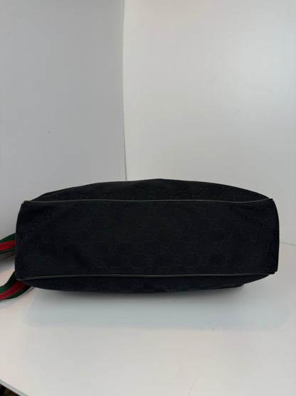 GUCCI Web Flap Messenger GG Canvas Black